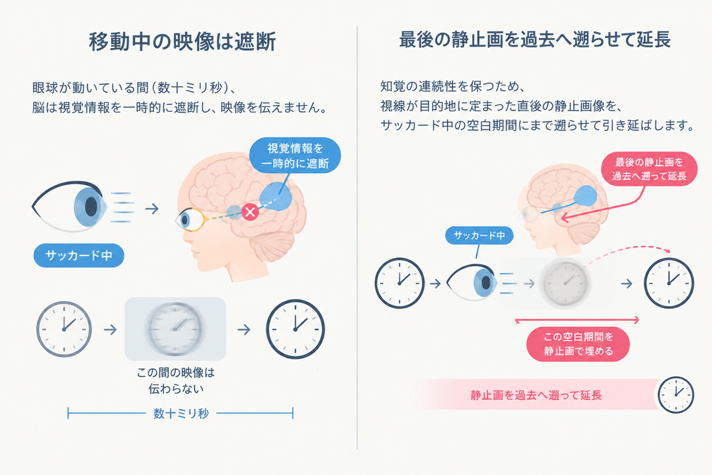 サッカード抑制と静止画の時間延長